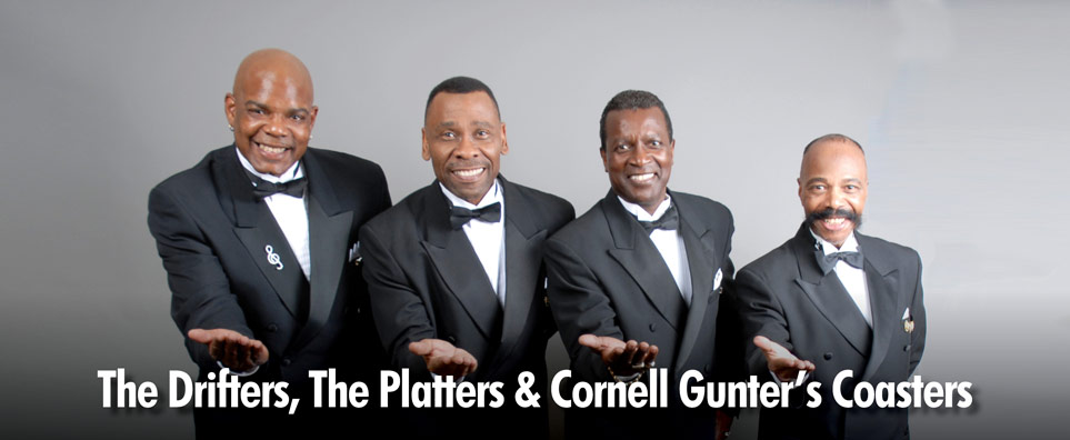 Photo of The Drifters, The Platters & Cornell Gunter's Coasters for the Shipshewana Event